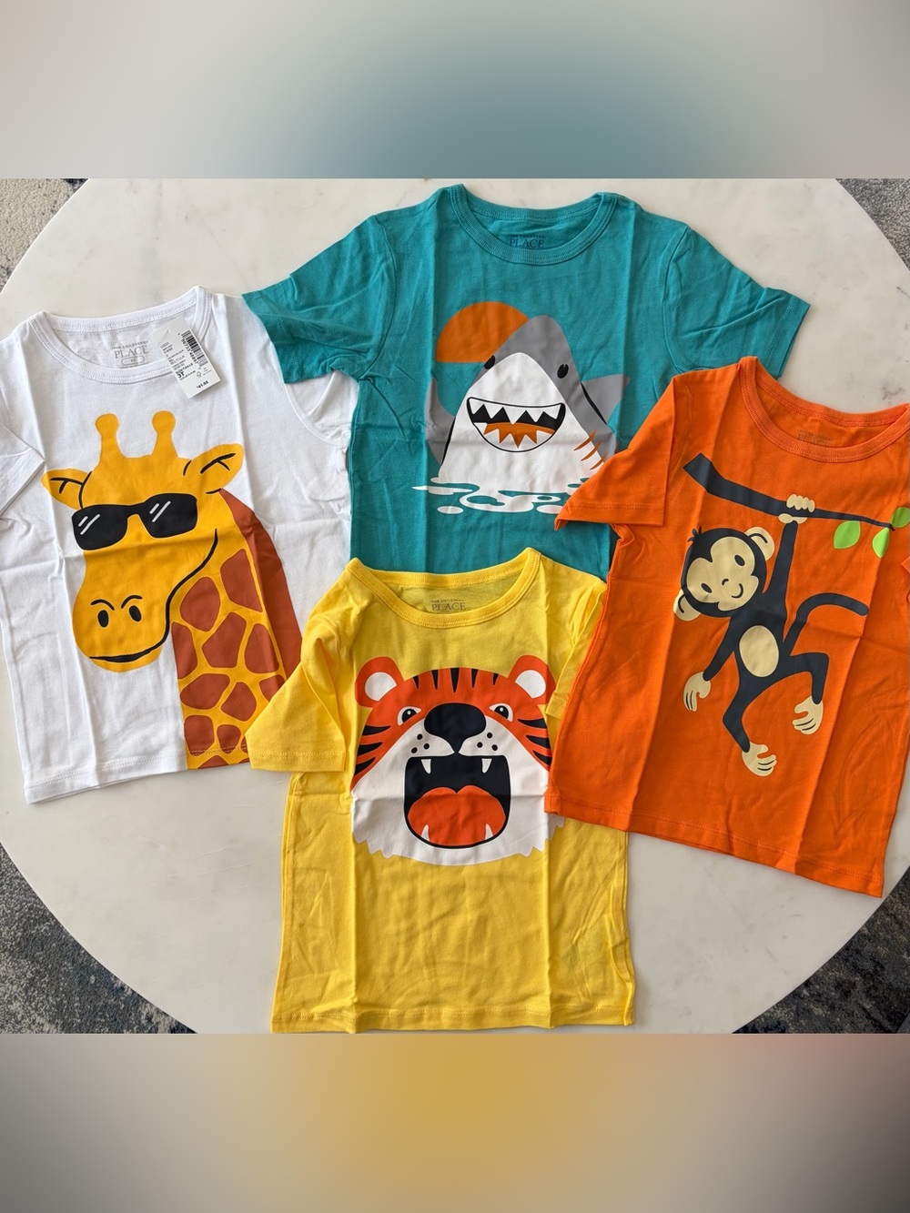 The Children's Place Toddler Animal Graphic Tees - White, Teal, Yellow, Orange
